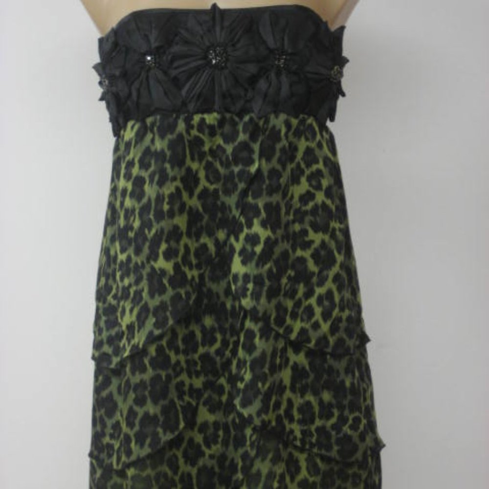 ALICE + OLIVIA Black Leopard Silk Mini Dress M